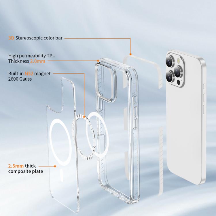 For iPhone 16 Pro Crystal Shield Clear Magnetic Acrylic Hybrid TPU Phone Case