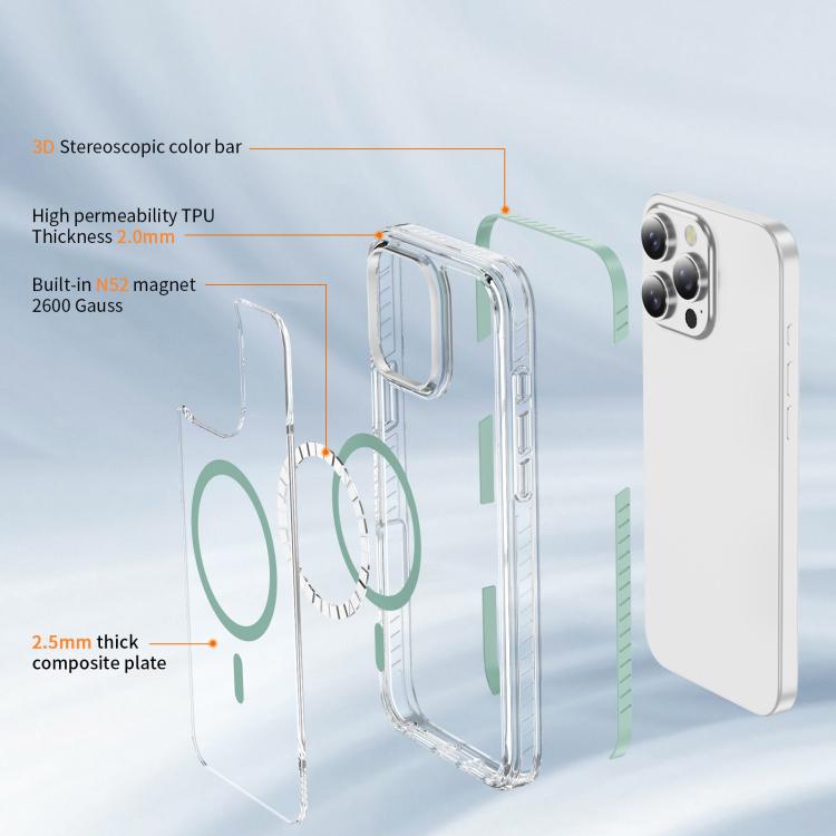 For iPhone 16 Pro Crystal Shield Clear Magnetic Acrylic Hybrid TPU Phone Case