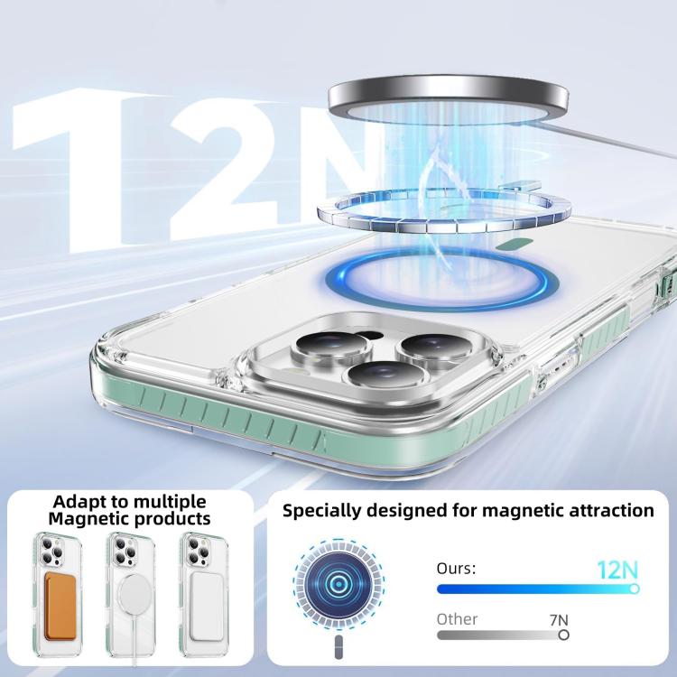 For iPhone 16 Pro Crystal Shield Clear Magnetic Acrylic Hybrid TPU Phone Case