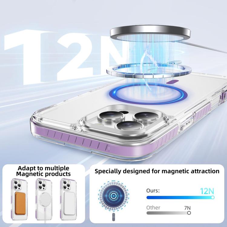 For iPhone 16 Pro Crystal Shield Clear Magnetic Acrylic Hybrid TPU Phone Case