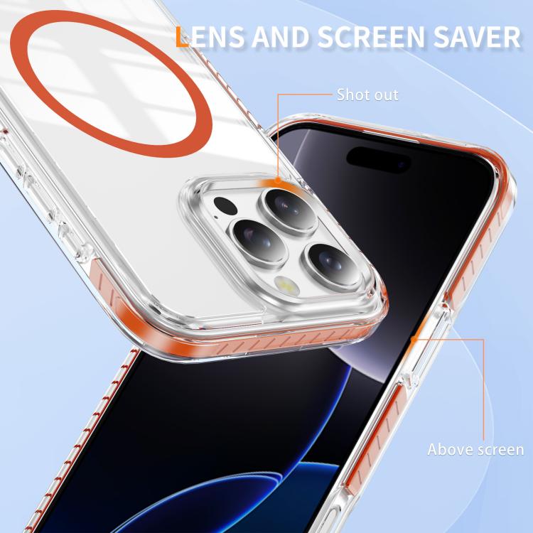 For iPhone 16 Pro Crystal Shield Clear Magnetic Acrylic Hybrid TPU Phone Case