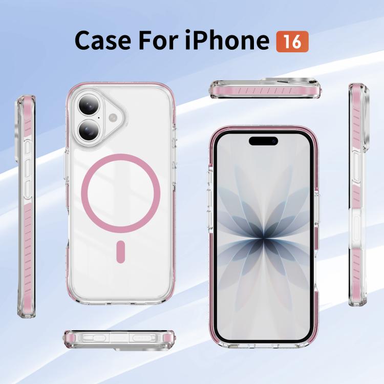 For iPhone 16 Crystal Shield Clear Magnetic Acrylic Hybrid TPU Phone Case