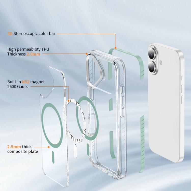 For iPhone 16 Crystal Shield Clear Magnetic Acrylic Hybrid TPU Phone Case