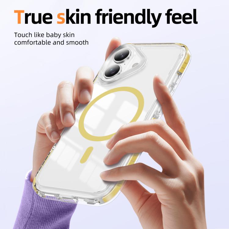 For iPhone 16 Crystal Shield Clear Magnetic Acrylic Hybrid TPU Phone Case