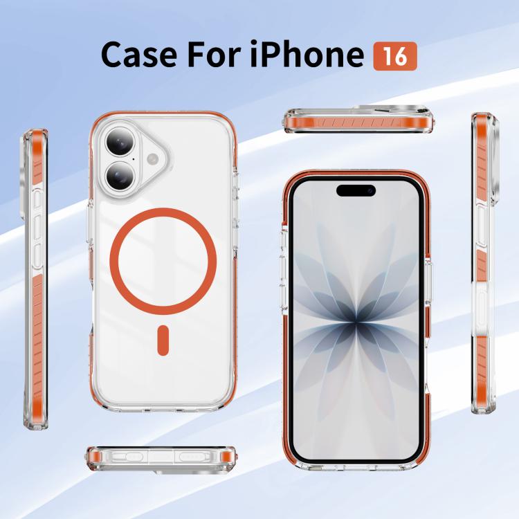 For iPhone 16 Crystal Shield Clear Magnetic Acrylic Hybrid TPU Phone Case