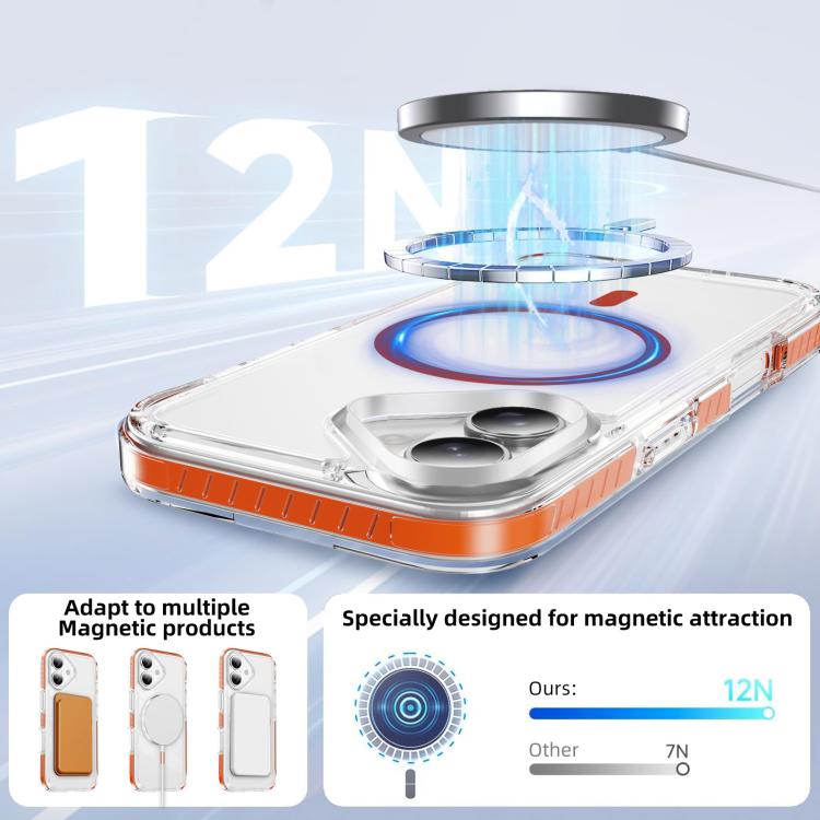 For iPhone 16 Crystal Shield Clear Magnetic Acrylic Hybrid TPU Phone Case