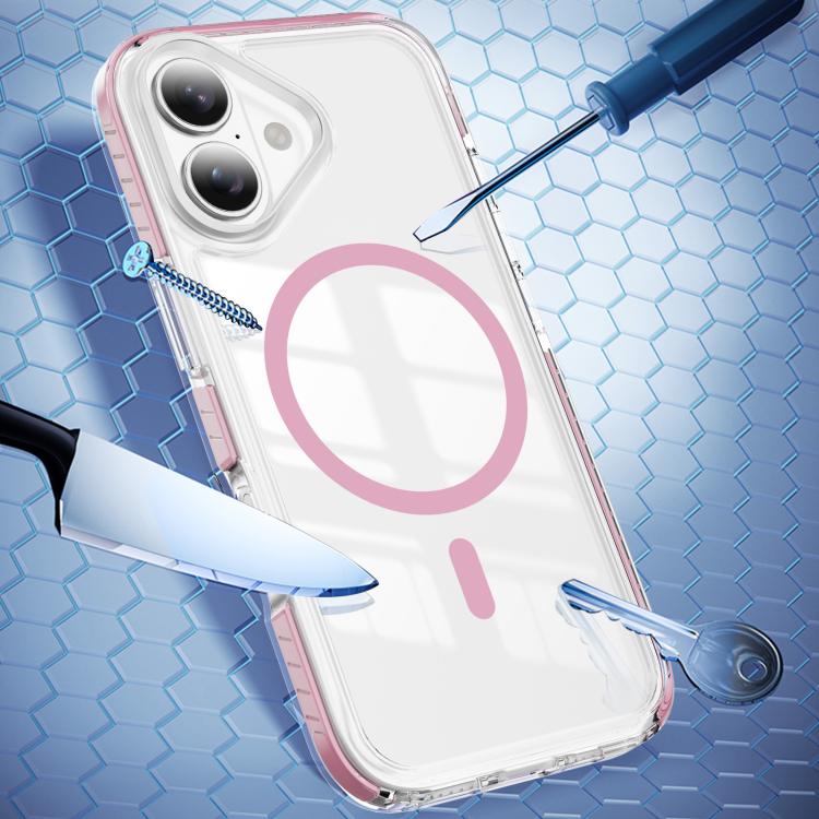 For iPhone 16 Plus Crystal Shield Clear Magnetic Acrylic Hybrid TPU Phone Case