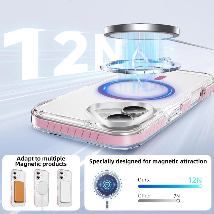For iPhone 16 Plus Crystal Shield Clear Magnetic Acrylic Hybrid TPU Phone Case