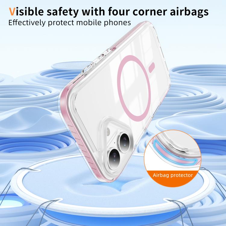 For iPhone 16 Plus Crystal Shield Clear Magnetic Acrylic Hybrid TPU Phone Case
