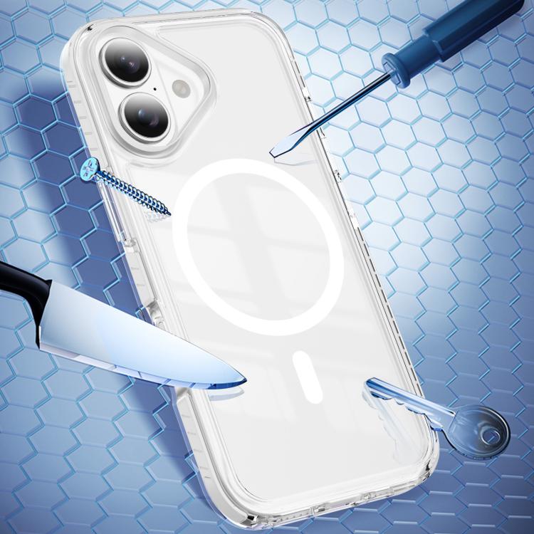 For iPhone 16 Plus Crystal Shield Clear Magnetic Acrylic Hybrid TPU Phone Case