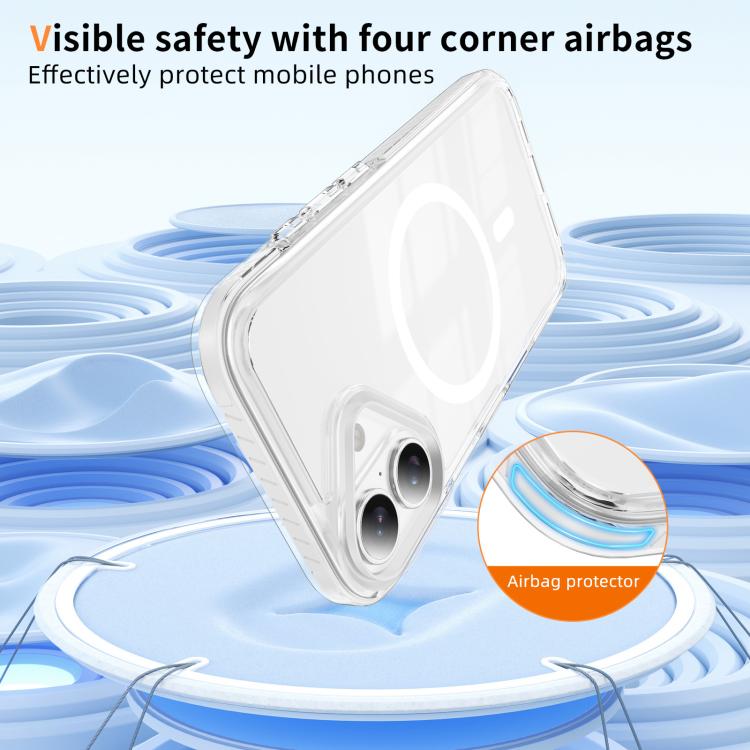 For iPhone 16 Plus Crystal Shield Clear Magnetic Acrylic Hybrid TPU Phone Case