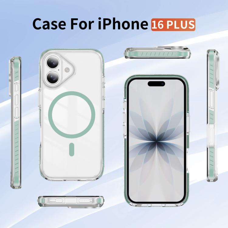 For iPhone 16 Plus Crystal Shield Clear Magnetic Acrylic Hybrid TPU Phone Case