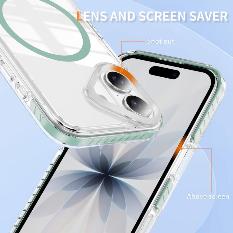 For iPhone 16 Plus Crystal Shield Clear Magnetic Acrylic Hybrid TPU Phone Case