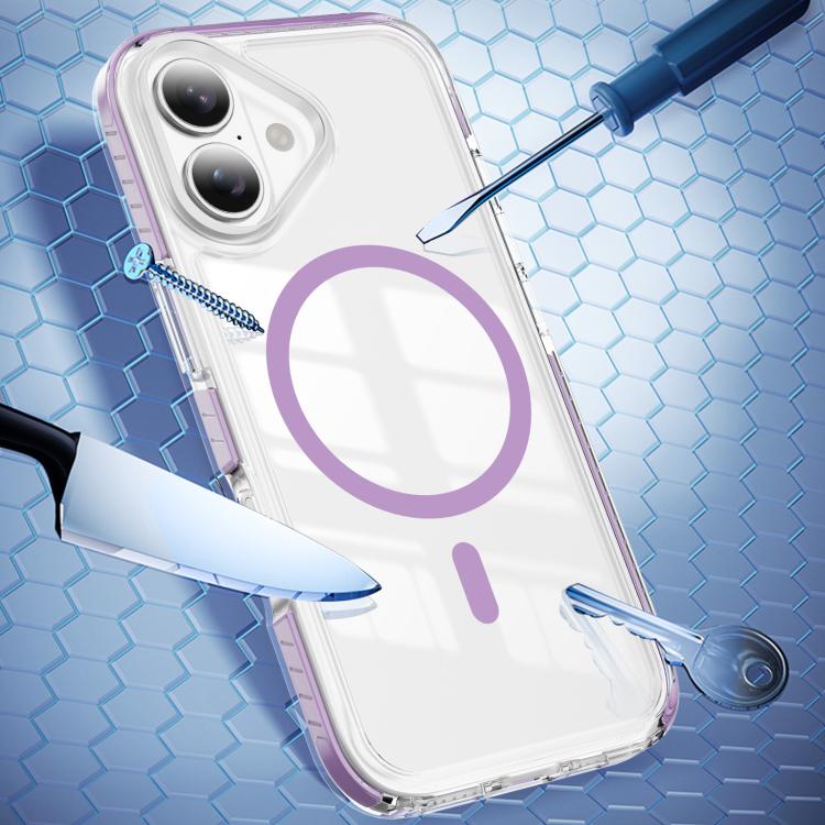 For iPhone 16 Plus Crystal Shield Clear Magnetic Acrylic Hybrid TPU Phone Case