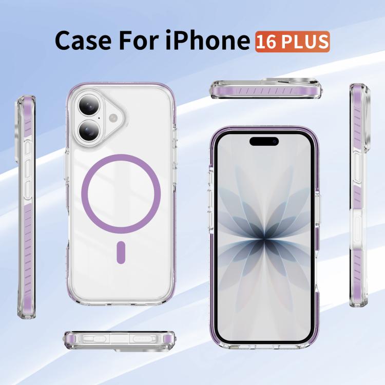 For iPhone 16 Plus Crystal Shield Clear Magnetic Acrylic Hybrid TPU Phone Case