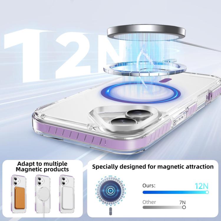 For iPhone 16 Plus Crystal Shield Clear Magnetic Acrylic Hybrid TPU Phone Case