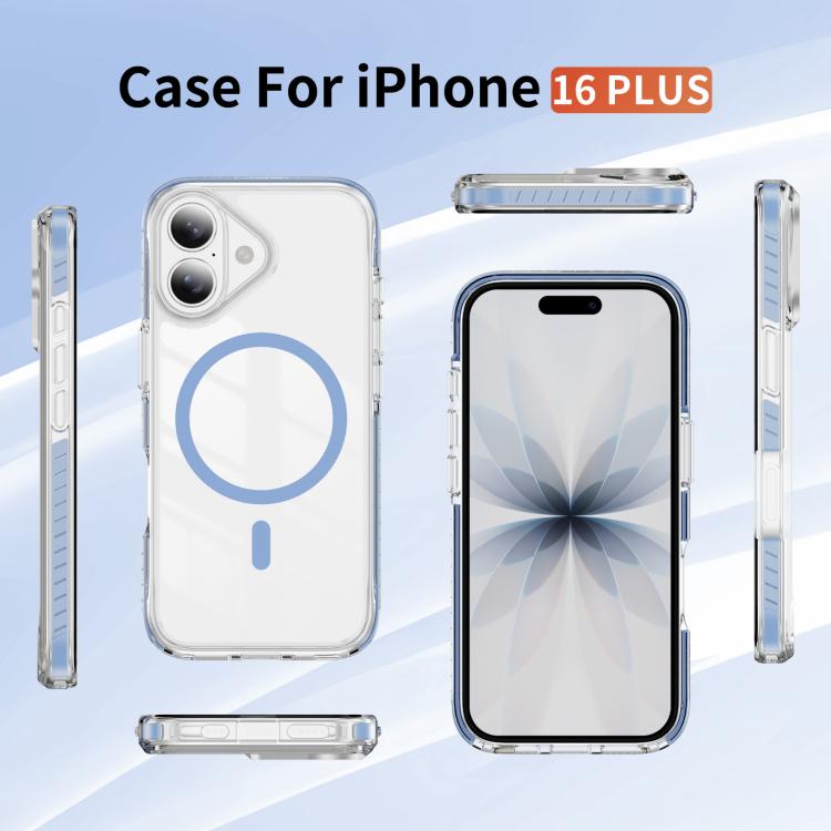 For iPhone 16 Plus Crystal Shield Clear Magnetic Acrylic Hybrid TPU Phone Case