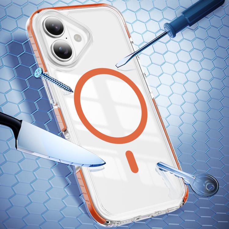 For iPhone 16 Plus Crystal Shield Clear Magnetic Acrylic Hybrid TPU Phone Case