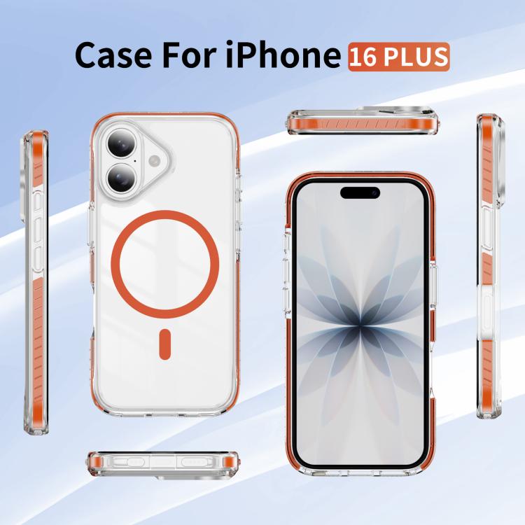 For iPhone 16 Plus Crystal Shield Clear Magnetic Acrylic Hybrid TPU Phone Case