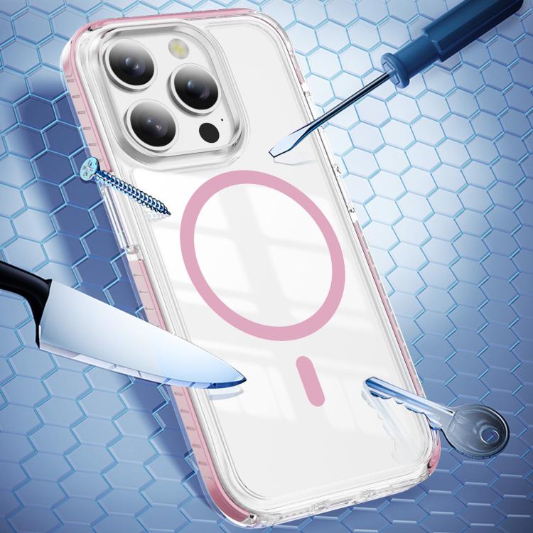 For iPhone 15 Pro Max Crystal Shield Clear Magnetic Acrylic Hybrid TPU Phone Case