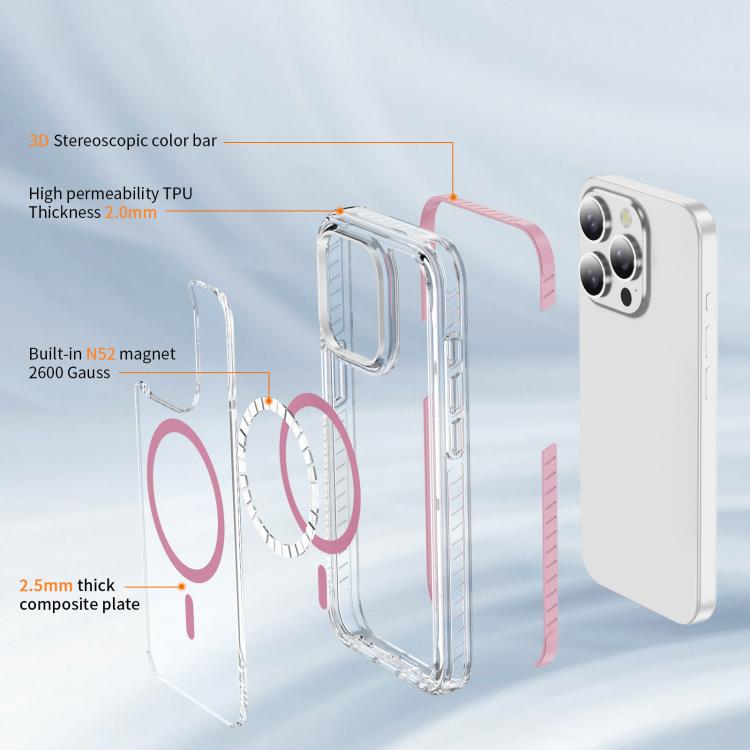 For iPhone 15 Pro Max Crystal Shield Clear Magnetic Acrylic Hybrid TPU Phone Case