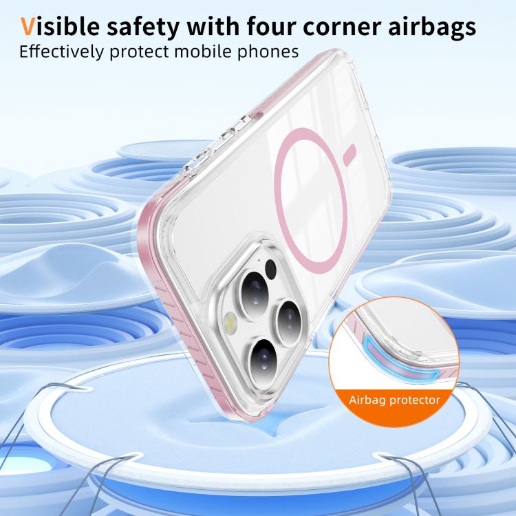 For iPhone 15 Pro Max Crystal Shield Clear Magnetic Acrylic Hybrid TPU Phone Case
