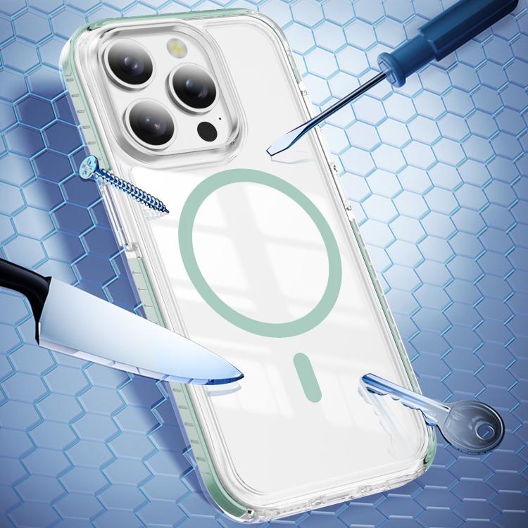 For iPhone 15 Pro Max Crystal Shield Clear Magnetic Acrylic Hybrid TPU Phone Case