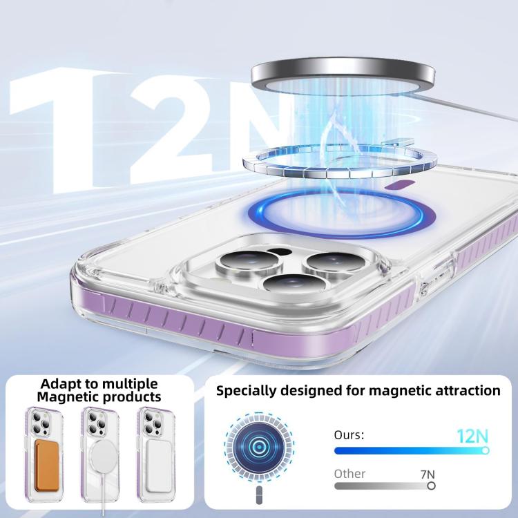 For iPhone 15 Pro Max Crystal Shield Clear Magnetic Acrylic Hybrid TPU Phone Case