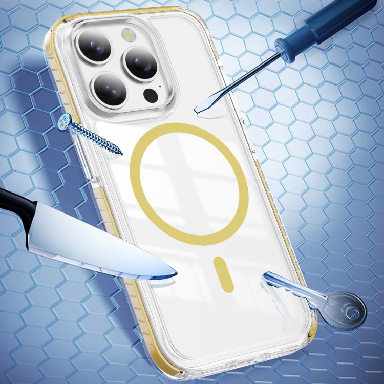 For iPhone 15 Pro Max Crystal Shield Clear Magnetic Acrylic Hybrid TPU Phone Case