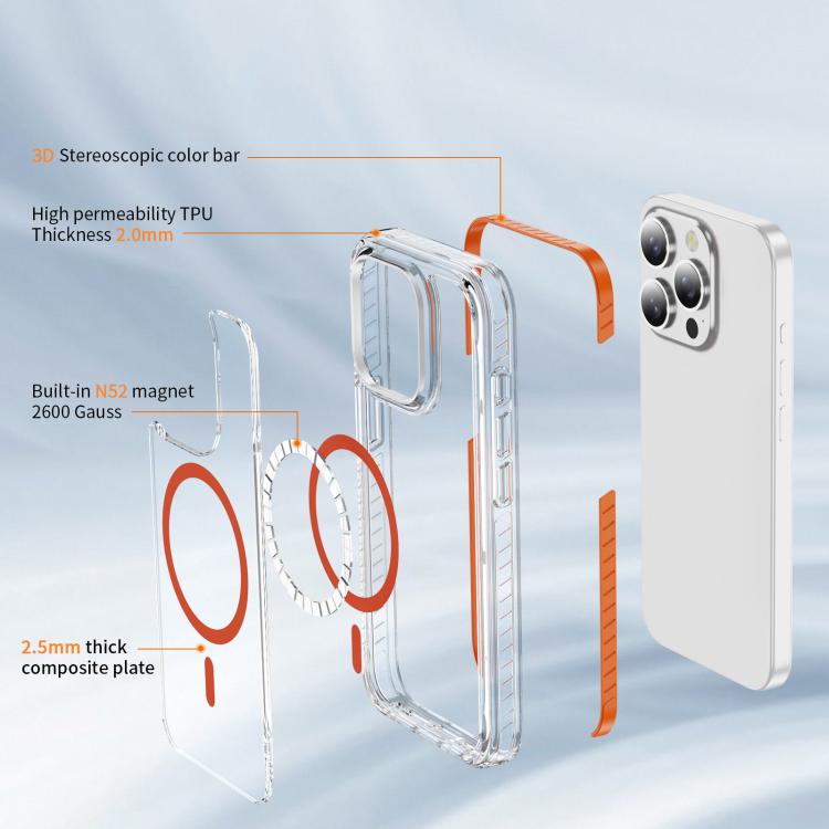 For iPhone 15 Pro Max Crystal Shield Clear Magnetic Acrylic Hybrid TPU Phone Case