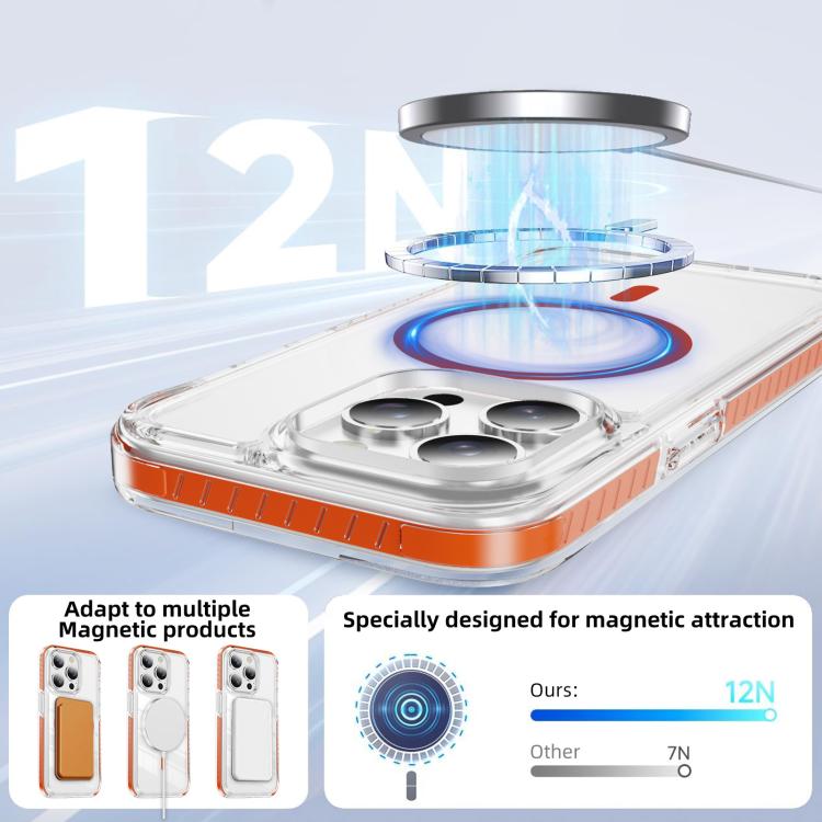 For iPhone 15 Pro Max Crystal Shield Clear Magnetic Acrylic Hybrid TPU Phone Case