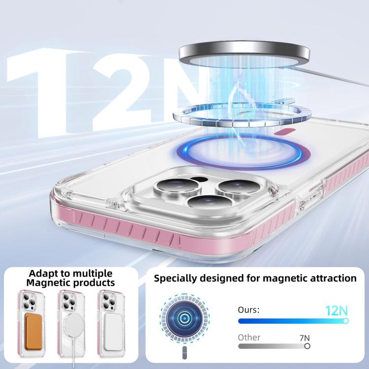 For iPhone 15 Pro Crystal Shield Clear Magnetic Acrylic Hybrid TPU Phone Case