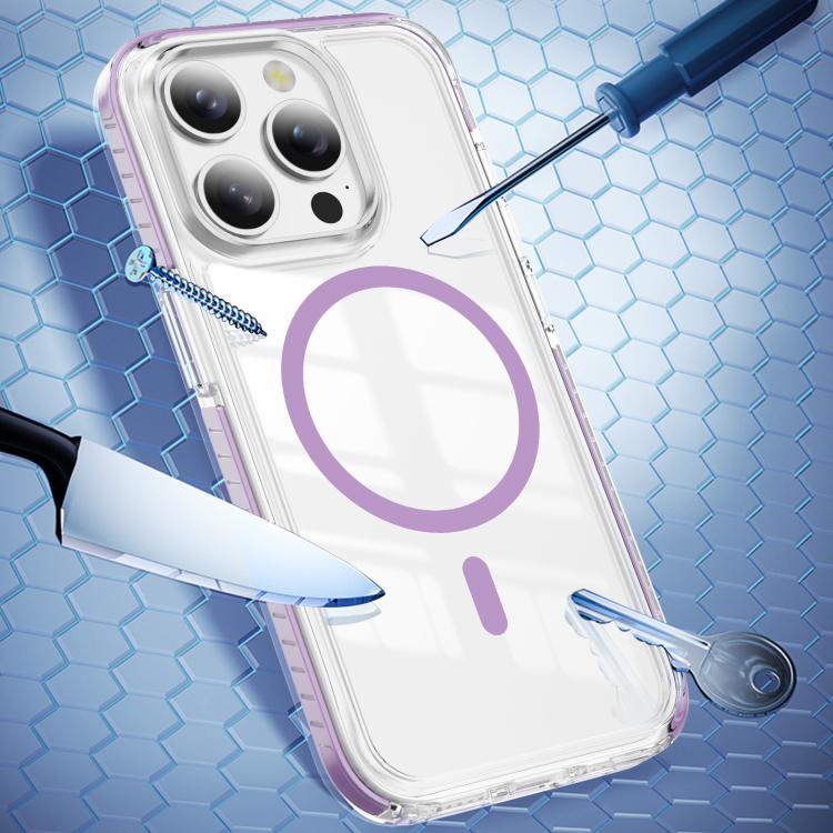 For iPhone 15 Pro Crystal Shield Clear Magnetic Acrylic Hybrid TPU Phone Case