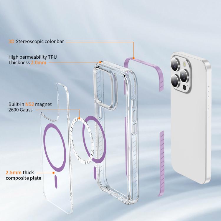For iPhone 15 Pro Crystal Shield Clear Magnetic Acrylic Hybrid TPU Phone Case