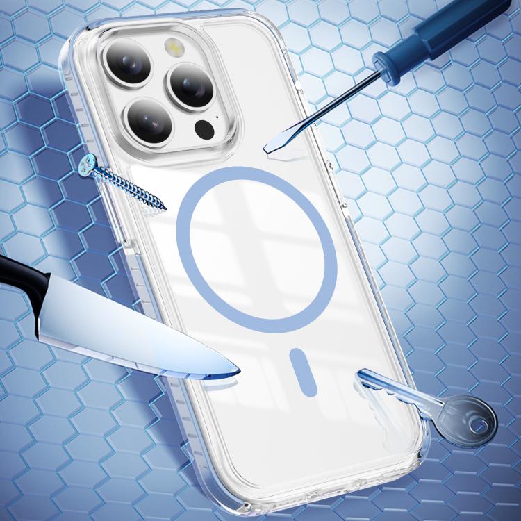For iPhone 15 Pro Crystal Shield Clear Magnetic Acrylic Hybrid TPU Phone Case