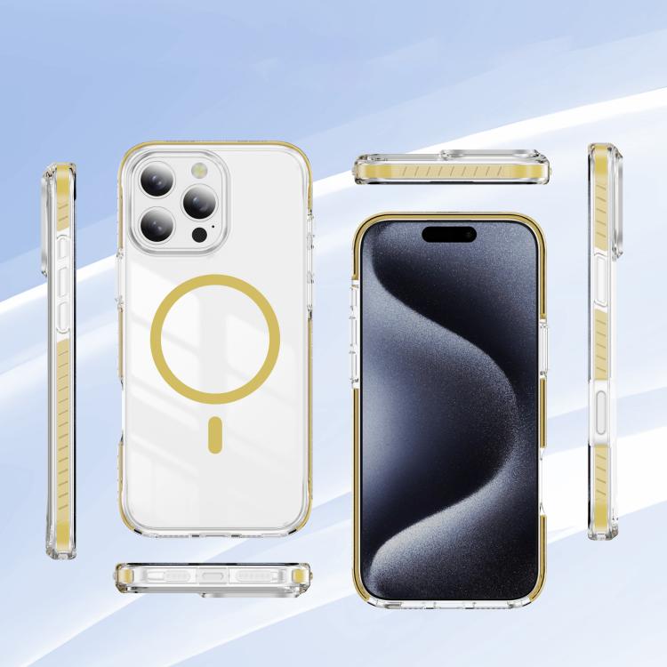For iPhone 15 Pro Crystal Shield Clear Magnetic Acrylic Hybrid TPU Phone Case