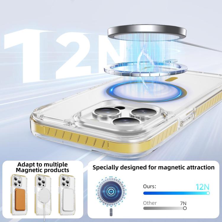 For iPhone 15 Pro Crystal Shield Clear Magnetic Acrylic Hybrid TPU Phone Case