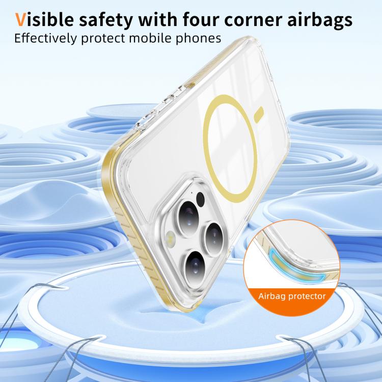 For iPhone 15 Pro Crystal Shield Clear Magnetic Acrylic Hybrid TPU Phone Case