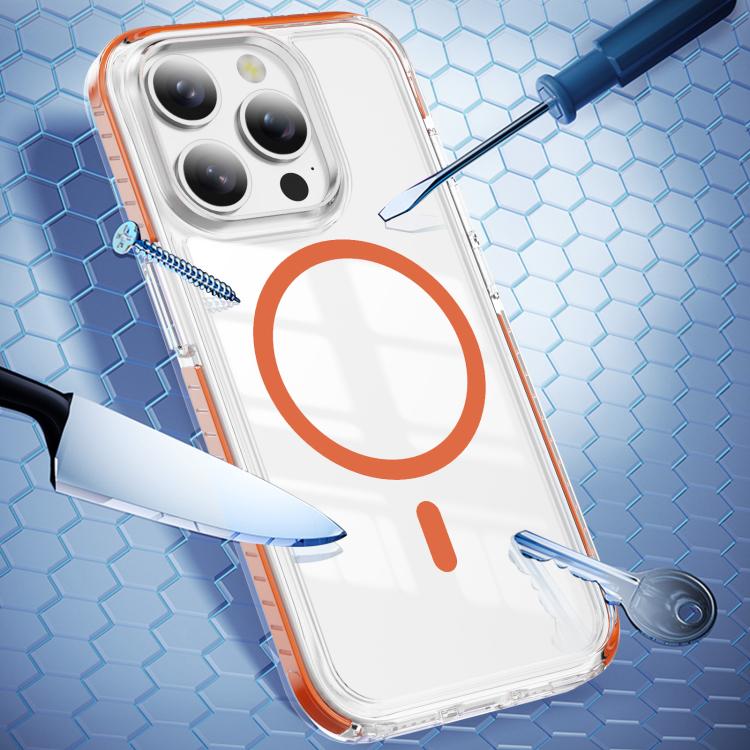 For iPhone 15 Pro Crystal Shield Clear Magnetic Acrylic Hybrid TPU Phone Case