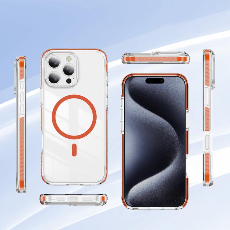 For iPhone 15 Pro Crystal Shield Clear Magnetic Acrylic Hybrid TPU Phone Case