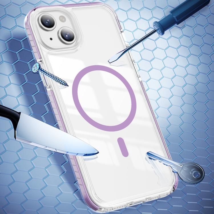 For iPhone 15 Crystal Shield Clear Magnetic Acrylic Hybrid TPU Phone Case
