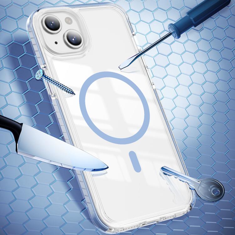 For iPhone 15 Crystal Shield Clear Magnetic Acrylic Hybrid TPU Phone Case