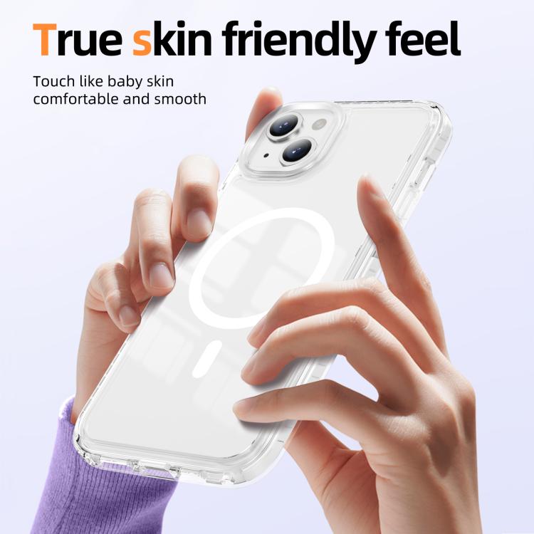 For iPhone 15 Plus Crystal Shield Clear Magnetic Acrylic Hybrid TPU Phone Case