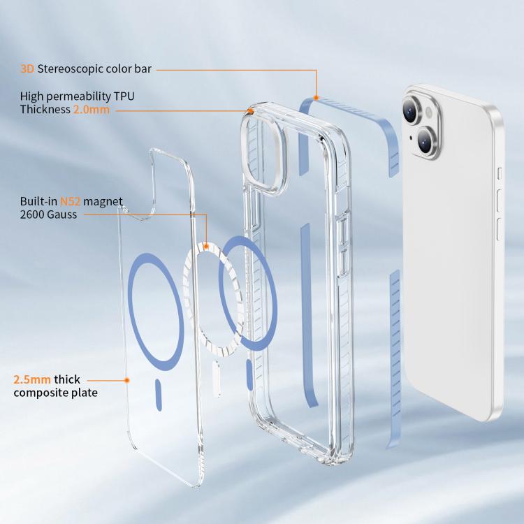 For iPhone 15 Plus Crystal Shield Clear Magnetic Acrylic Hybrid TPU Phone Case