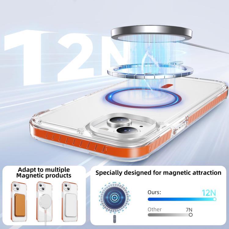 For iPhone 15 Plus Crystal Shield Clear Magnetic Acrylic Hybrid TPU Phone Case
