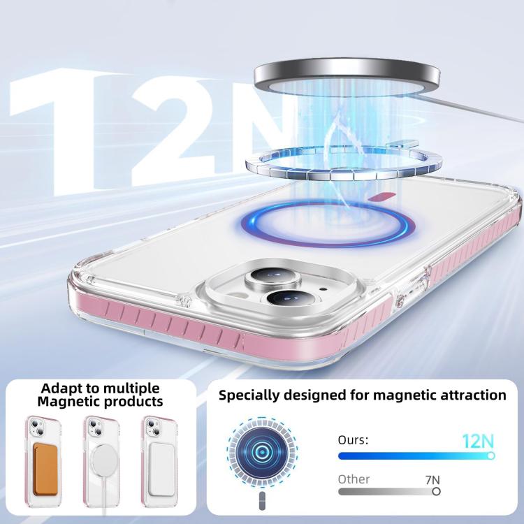 For iPhone 14 Plus Crystal Shield Clear Magnetic Acrylic Hybrid TPU Phone Case