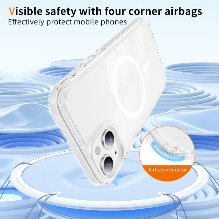 For iPhone 14 Plus Crystal Shield Clear Magnetic Acrylic Hybrid TPU Phone Case