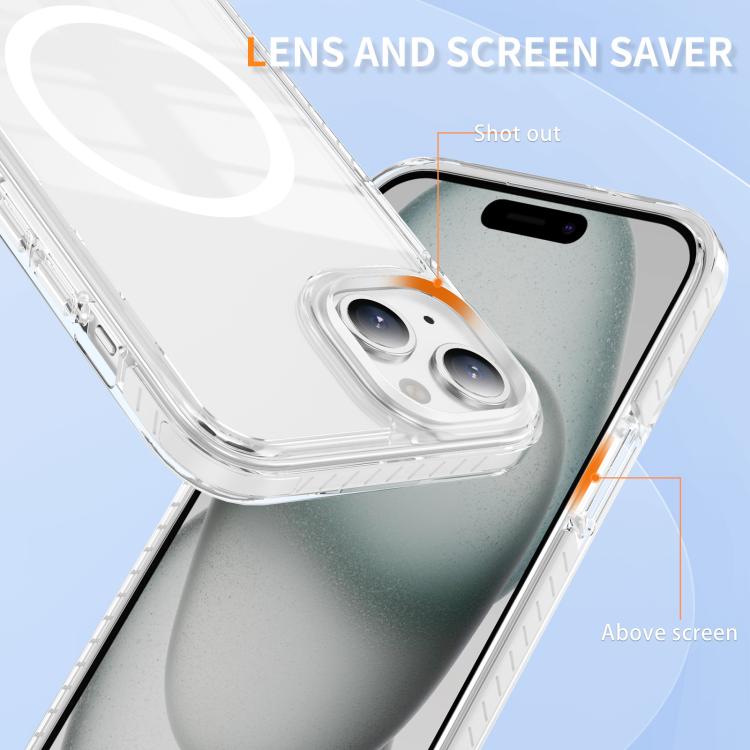 For iPhone 14 Plus Crystal Shield Clear Magnetic Acrylic Hybrid TPU Phone Case