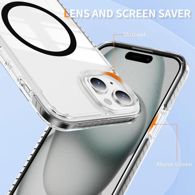 For iPhone 14 Plus Crystal Shield Clear Magnetic Acrylic Hybrid TPU Phone Case