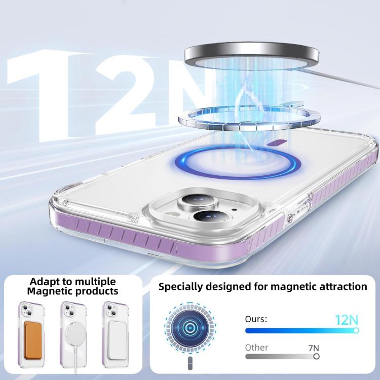 For iPhone 14 Plus Crystal Shield Clear Magnetic Acrylic Hybrid TPU Phone Case